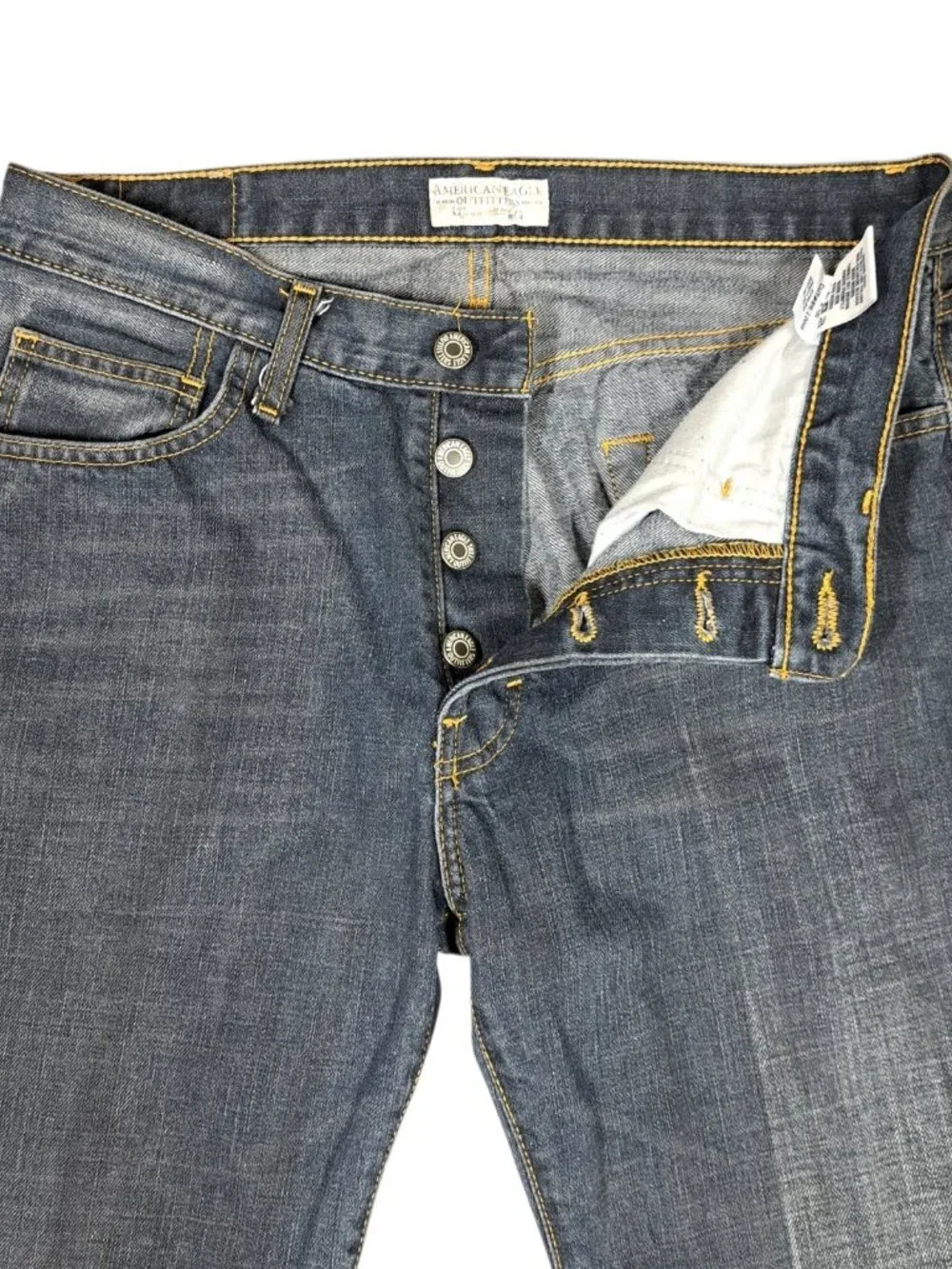 Vintage American Eagle Jeans Mens 32x32 Button Fly Y2K 90s Blue Straight Leg